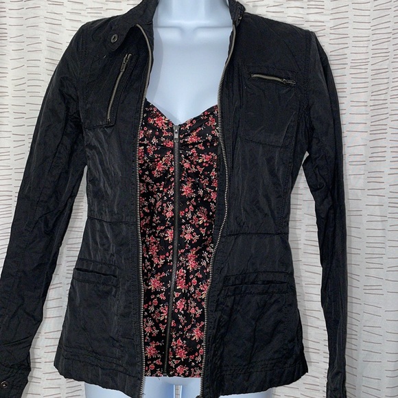 Converse black zip up moto jacket XS 4 pockets lightweight - Picture 4 of 10